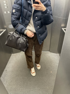 「MONCLER（モンクレール）のアイテム（ダウンジャケット/コート）」を使った、eriさん（レディース・169cm）の冬コーディネート