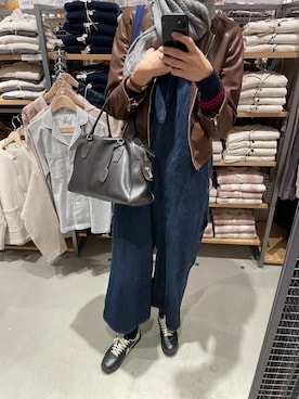 「アイテム（サロペット/オーバーオール）」を使った、eriさん（レディース・169cm）の冬コーディネート