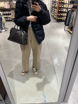 「MONCLER（モンクレール）のアイテム（ダウンジャケット/コート）」を使った、eriさん（レディース・169cm）の冬コーディネート