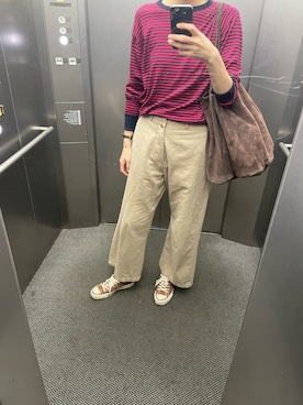 「YAECA（ヤエカ）のアイテム（パンツ）」を使った、eriさん（レディース・169cm）の秋コーディネート