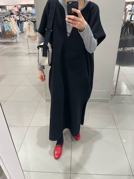 「CristaSeya （クリスタセヤ）のアイテム（ワンピース、ブラック系）」を使った、eriさん（レディース・169cm）の春コーディネート