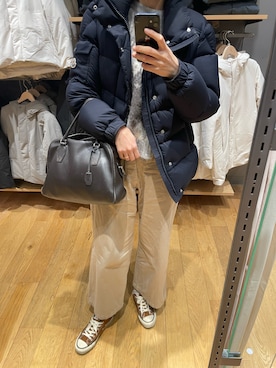 「MONCLER（モンクレール）のアイテム（ダウンジャケット/コート）」を使った、eriさん（レディース・169cm）の冬コーディネート