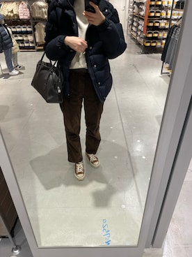 「MONCLER（モンクレール）のアイテム（ダウンジャケット/コート）」を使った、eriさん（レディース・169cm）の冬コーディネート