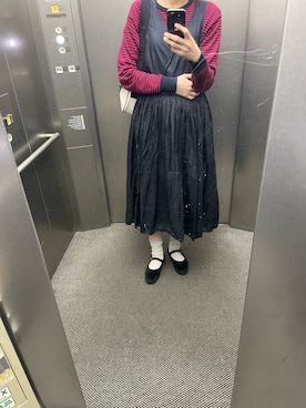 「JOHN SMEDLEY（ジョンスメドレー）のJOHN SMEDLEY COMMON FIT ボーダークルーネックニット（ニット/セーター、レッド系）」を使った、eriさん（レディース・169cm）の春コーディネート