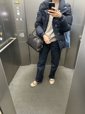 「MONCLER（モンクレール）のアイテム（ダウンジャケット/コート）」を使った、eriさん（レディース・169cm）の冬コーディネート