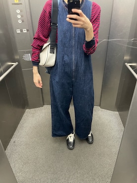 「JOHN SMEDLEY（ジョンスメドレー）のJOHN SMEDLEY COMMON FIT ボーダークルーネックニット（ニット/セーター、レッド系）」を使った、eriさん（レディース・169cm）の春コーディネート