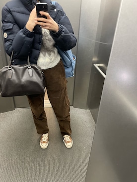 「MONCLER（モンクレール）のアイテム（ダウンジャケット/コート）」を使った、eriさん（レディース・169cm）の冬コーディネート
