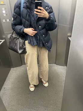 「MONCLER（モンクレール）のアイテム（ダウンジャケット/コート）」を使った、eriさん（レディース・169cm）の冬コーディネート