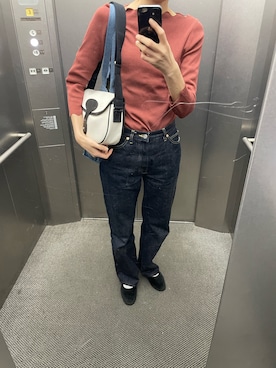 「VINTAGE（ヴィンテージ）のアイテム（Tシャツ/カットソー、ブラウン系）」を使った、eriさん（レディース・169cm）の春コーディネート