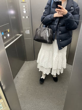 「MONCLER（モンクレール）のアイテム（ダウンジャケット/コート）」を使った、eriさん（レディース・169cm）の冬コーディネート