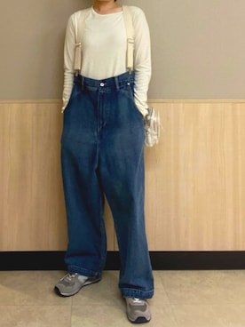 「アイテム（サロペット/オーバーオール）」を使った、mikenekoさん（レディース・163cm）の秋コーディネート