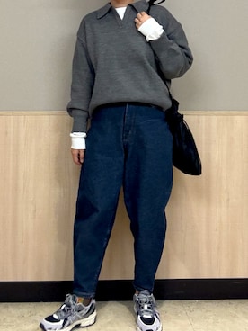 「アイテム（デニムパンツ）」を使った、mikenekoさん（レディース・163cm）の秋コーディネート