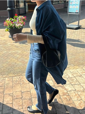 「アイテム（デニムジャケット）」を使った、mikenekoさん（レディース・163cm）の秋コーディネート