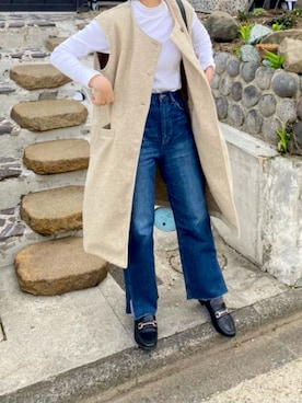 「アイテム（ベスト）」を使った、mikenekoさん（レディース・163cm）の秋コーディネート