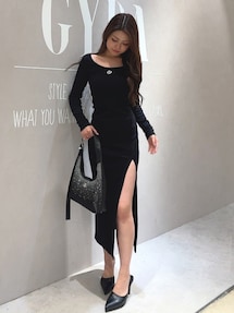 GD BACKクロスバインダーテレコロングワンピース｜ジェイダ