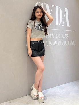 「GYDA（ジェイダ）のBASIC チャンキーサンダル（サンダル）」を使った、rimikaさん（レディース・157cm）の夏コーディネート