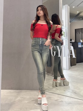 「GYDA（ジェイダ）のBASIC チャンキーサンダル（サンダル）」を使った、rimikaさん（レディース・157cm）の夏コーディネート