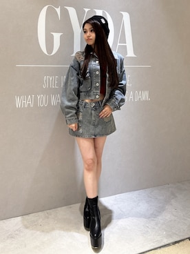 「アイテム（デニムジャケット）」を使った、rimikaさん（レディース・157cm）の夏コーディネート