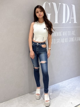 「GYDA（ジェイダ）のアイテム」を使った、rimikaさん（レディース・157cm）の夏コーディネート