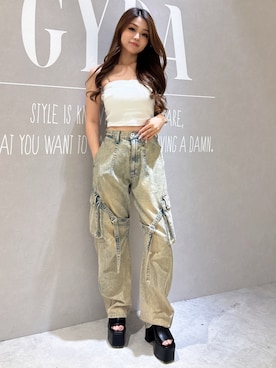 「GYDA（ジェイダ）のBASIC チャンキーサンダル（サンダル）」を使った、rimikaさん（レディース・157cm）の夏コーディネート