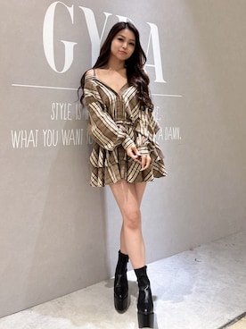 「GYDA（ジェイダ）のアイテム（ワンピース）」を使った、rimikaさん（レディース・157cm）の秋コーディネート