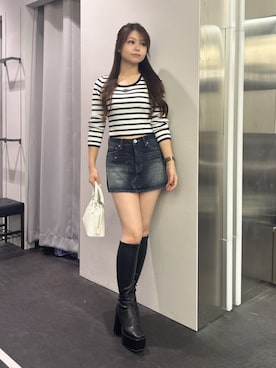 「GYDA（ジェイダ）のGG quilting embossハンドBAG（Handbag、ホワイト系）」を使った、rimikaさん（レディース・157cm）の秋コーディネート