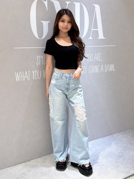 「GYDA（ジェイダ）のアイテム」を使った、rimikaさん（レディース・157cm）の夏コーディネート