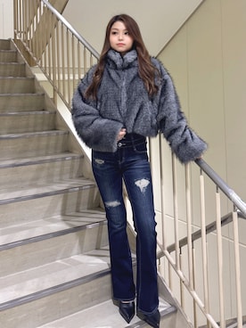 「GYDA（ジェイダ）のアイテム（その他アウター）」を使った、rimikaさん（レディース・156cm）の冬コーディネート