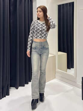 「GYDA（ジェイダ）のアイテム（ブーツ）」を使った、rimikaさん（レディース・157cm）の秋コーディネート