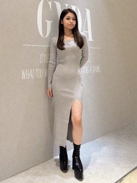 「アイテム（ワンピース/ドレス、シルバー系）」を使った、rimikaさん（レディース・157cm）の秋コーディネート