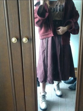 「one after another NICE CLAUP（ワンアフターアナザーナイスクラップ）のアイテム（Skirt、ブラウン系）」を使った、noakansuke2719さん（レディース・160cm）の夏コーディネート