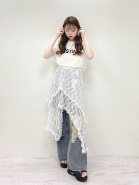 「レーススカート」｜kataokaさん（レディース・162cm）の夏コーディネート
