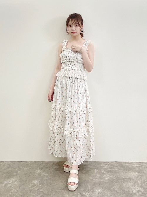 DOLCE&GABBANA 花柄 フリル スカート 色艶【Dolce & Gabbana】花柄コットン フリルロングスカート