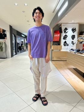 「アイテム（サンダル）」を使った、makoさん（メンズ・180cm）の夏コーディネート