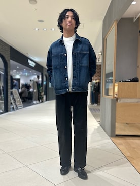 「レザー」｜「アイテム（スリッポン）」を使った、makoさん（メンズ・180cm）の冬コーディネート