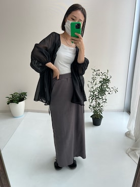 「アイテム（スカート）」を使った、えっちゃんママさん（レディース・154cm・30代）の夏コーディネート