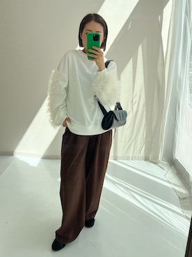 「レディース」｜「アイテム（スウェット）」を使った、えっちゃんママさん（レディース・154cm）の秋コーディネート