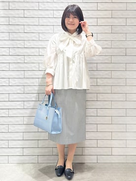 「index（インデックス）の《XS~3L》ハイストレッチタイトスカート【洗濯機OK】（スカート、ブラック系）」を使った、MINさん（レディース・155cm）の春コーディネート