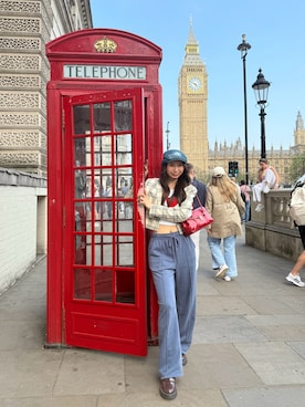 「旅行」｜「アイテム（ハンチング/ベレー帽）」を使った、azusa 🍋さん（レディース・161cm）の秋コーディネート