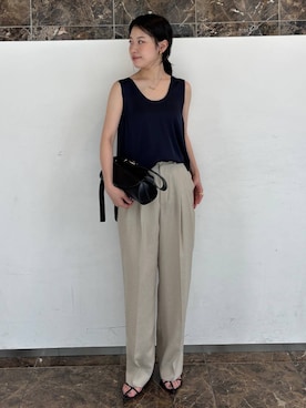 「Chaos（カオス）のChaos(カオス)/シルシャーノースリーブ　【セットアップ可】（シャツ/ブラウス、ブルー系）」を使った、chaosseriさん（レディース）の夏コーディネート