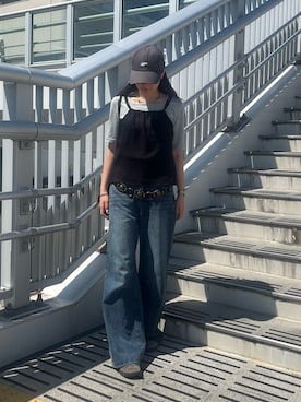 「アイテム（キャップ）」を使った、はるなさん（レディース・160cm）の夏コーディネート