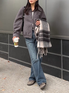 「アイテム（ベルト）」を使った、はるなさん（レディース・160cm）の秋コーディネート