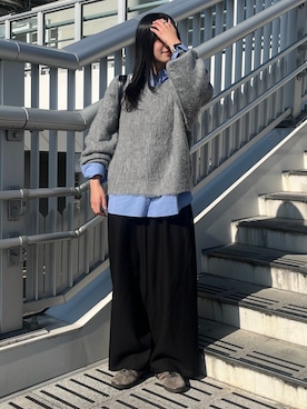 「アイテム（ボストンバッグ）」を使った、はるなさん（レディース・160cm）の秋コーディネート