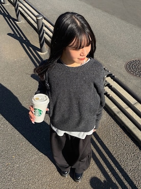 「アイテム（キャミソール）」を使った、はるなさん（レディース・160cm）の冬コーディネート