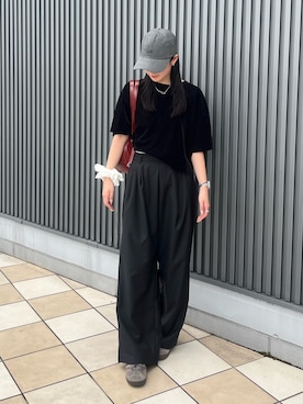 「アイテム（ボストンバッグ）」を使った、はるなさん（レディース・160cm）の夏コーディネート