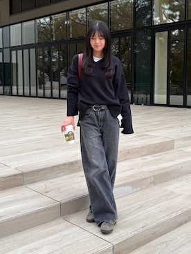 「アイテム（ボストンバッグ）」を使った、はるなさん（レディース・160cm）の秋コーディネート