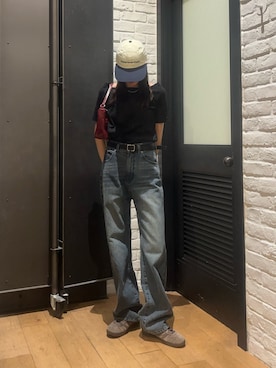 「COLONY 2139（コロニートゥーワンスリーナイン）のルーズストレートデニム（デニムパンツ）」を使った、はるなさん（レディース・160cm・20代）の夏コーディネート