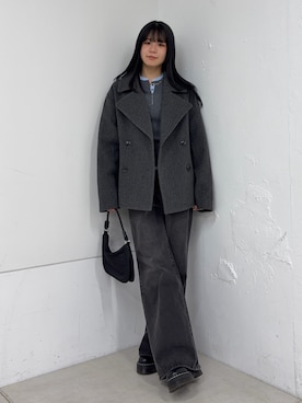 「アイテム（ピーコート）」を使った、はるなさん（レディース・160cm）の冬コーディネート