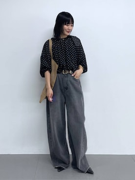 「BABYLONE（バビロン）のバレルレッグデニムパンツ（デニムパンツ）」を使った、bl_misatoさん（レディース・159cm）の春コーディネート