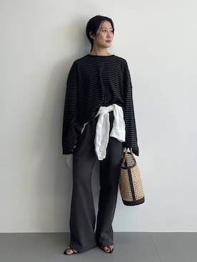 「BABYLONE（バビロン）の2ストラップサンダル（サンダル、ブラック系）」を使った、bl_misatoさん（レディース・159cm）の春コーディネート